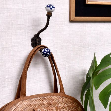 Navy Blue Ceramic Iron Coat Hooks